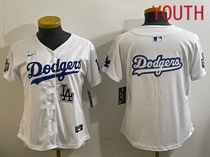 Youth Los Angeles Dodgers Blank White Game 2024 Nike MLB Jersey style 112115->youth mlb jersey->Youth Jersey
